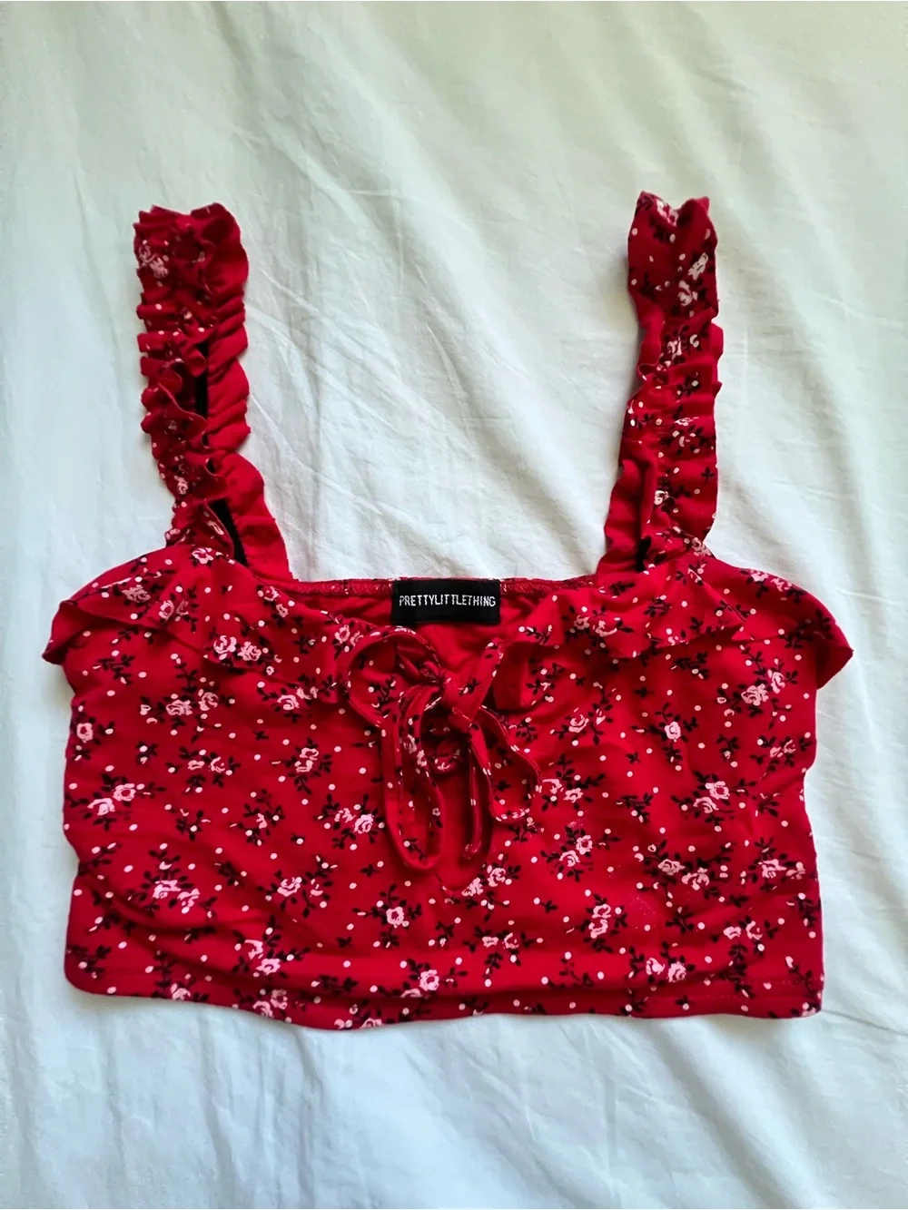 PrettyLittleThing Red Floral Two-Piece Skirt Set